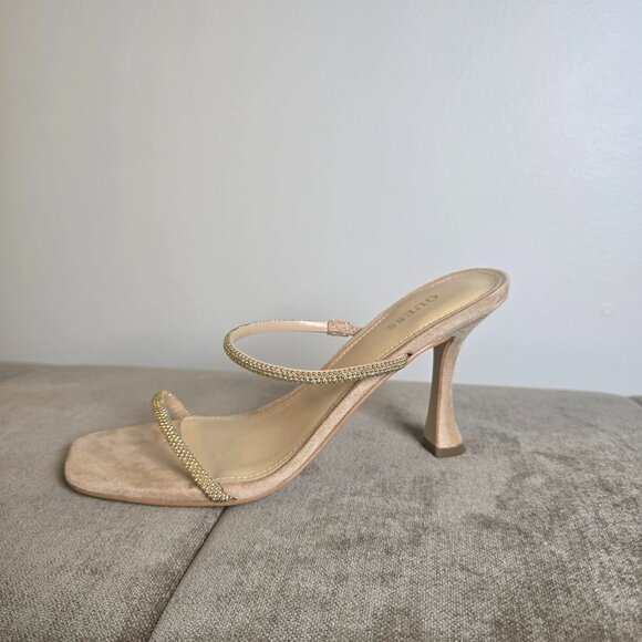Guess GWHabbit Rhinestone Strap Mule Slip On Heels Nude Champagne Size 8M - Picture 5 of 8